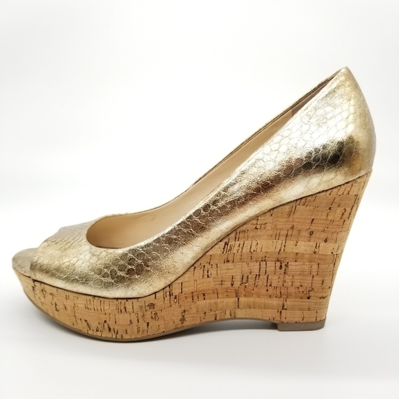 Franco Sarto Surf Peep Toe Metallic Wedge Sz 9 - Picture 4 of 8